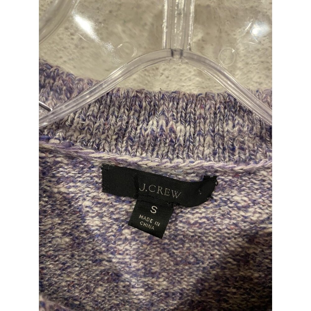 J.CREW Puff-sleeve Crewneck Sweater Womens Small Purple Marled Knit Pullover - Picture 3 of 4